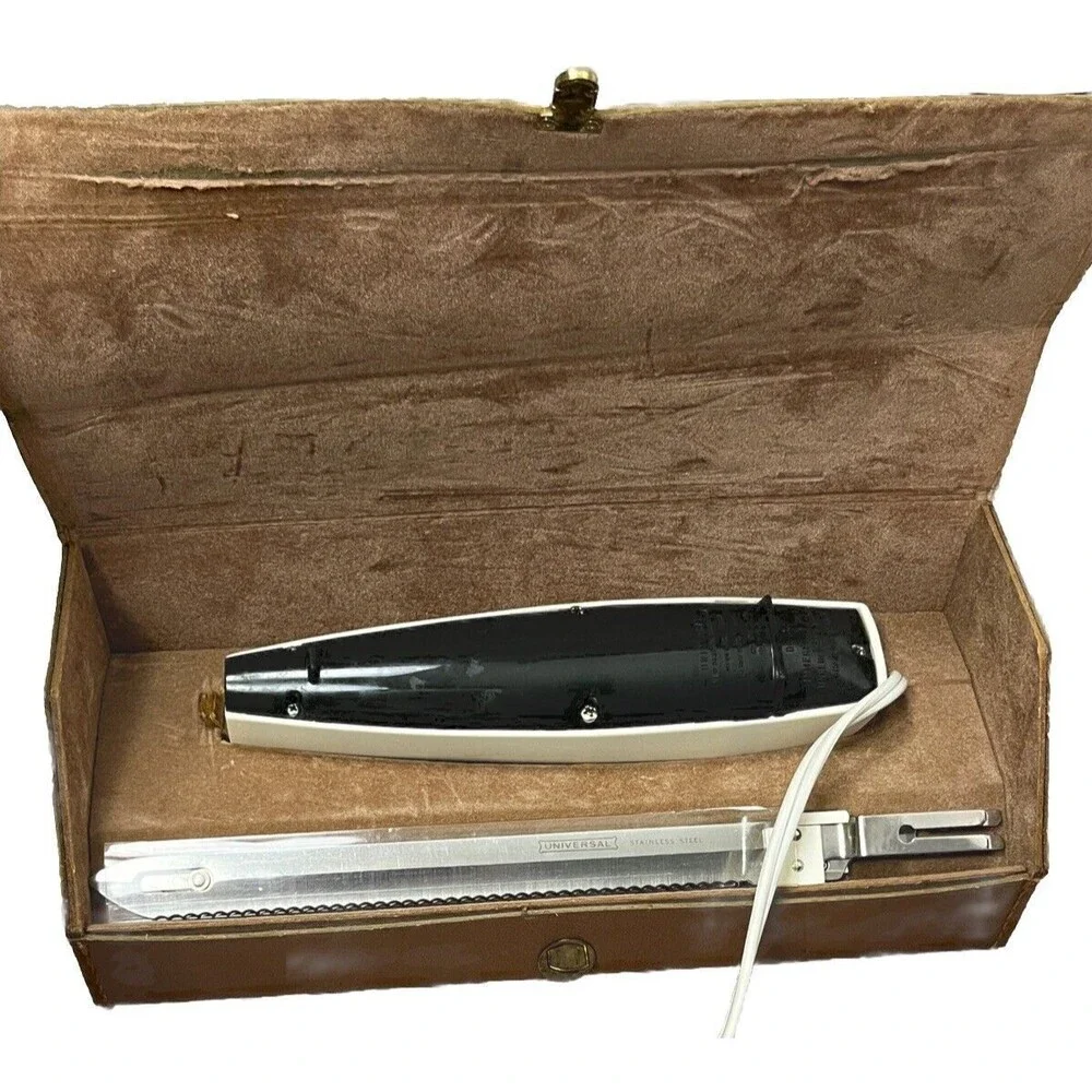 Electric Knife Slice Carve Stainless Steel‎ + Case Universal Vintage Made in USA